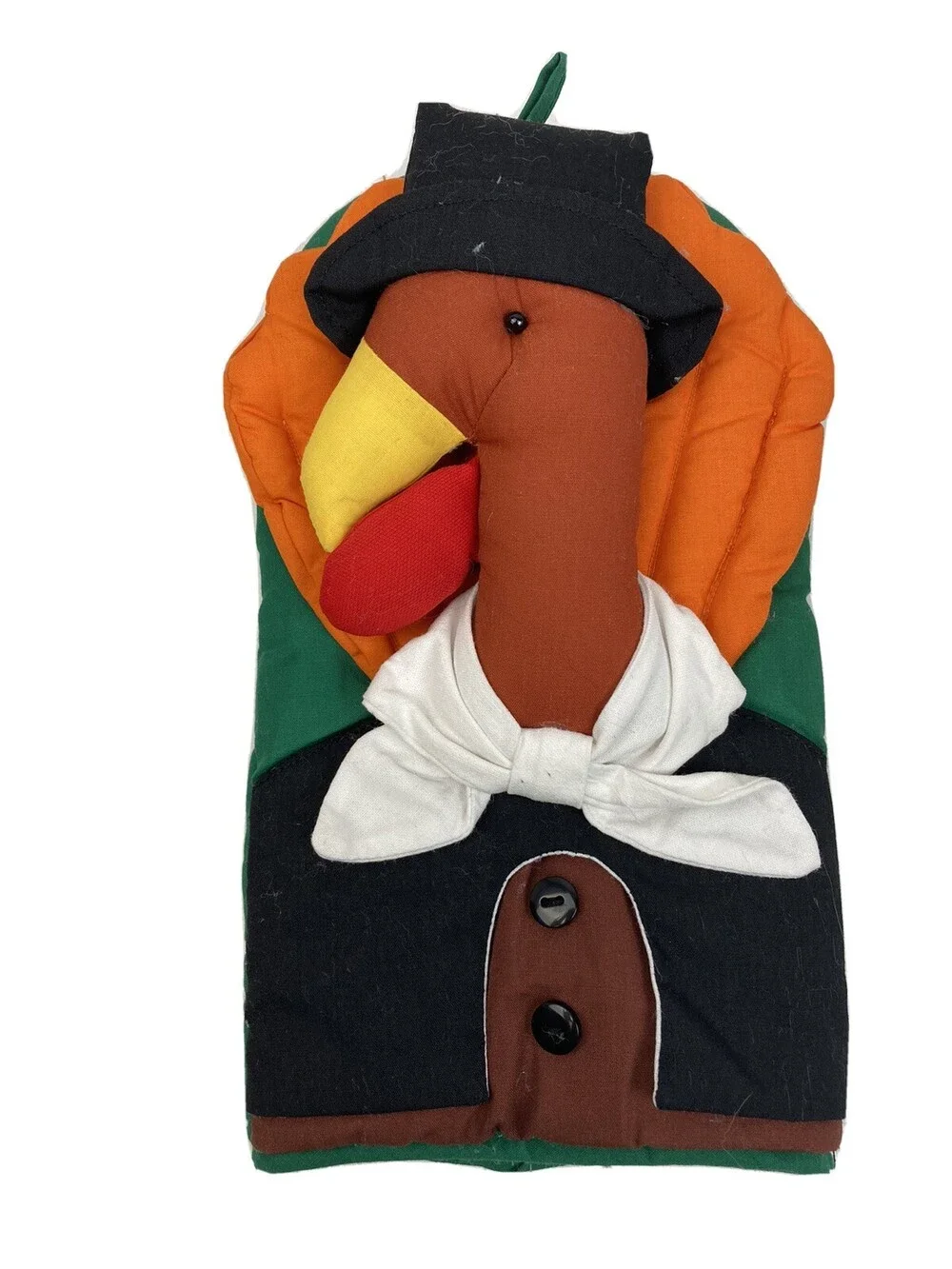 VTG 90s Winfield Thanksgiving Oven Mitt Pot Holder Pilgrim Turkey 3D